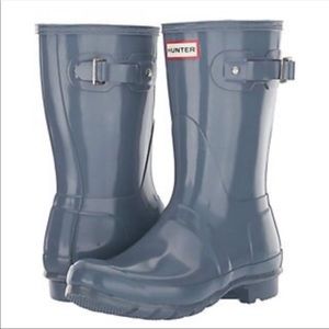 Hunter original short glass rain boots - gull grey